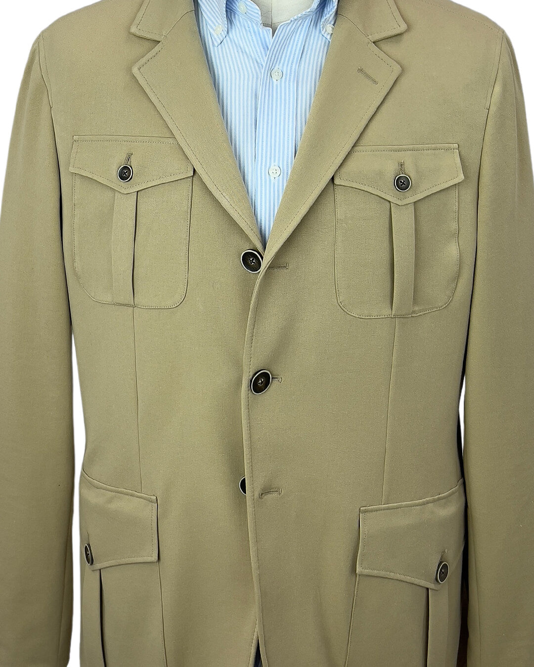 Beige Stretch Cotton Safari Jacket