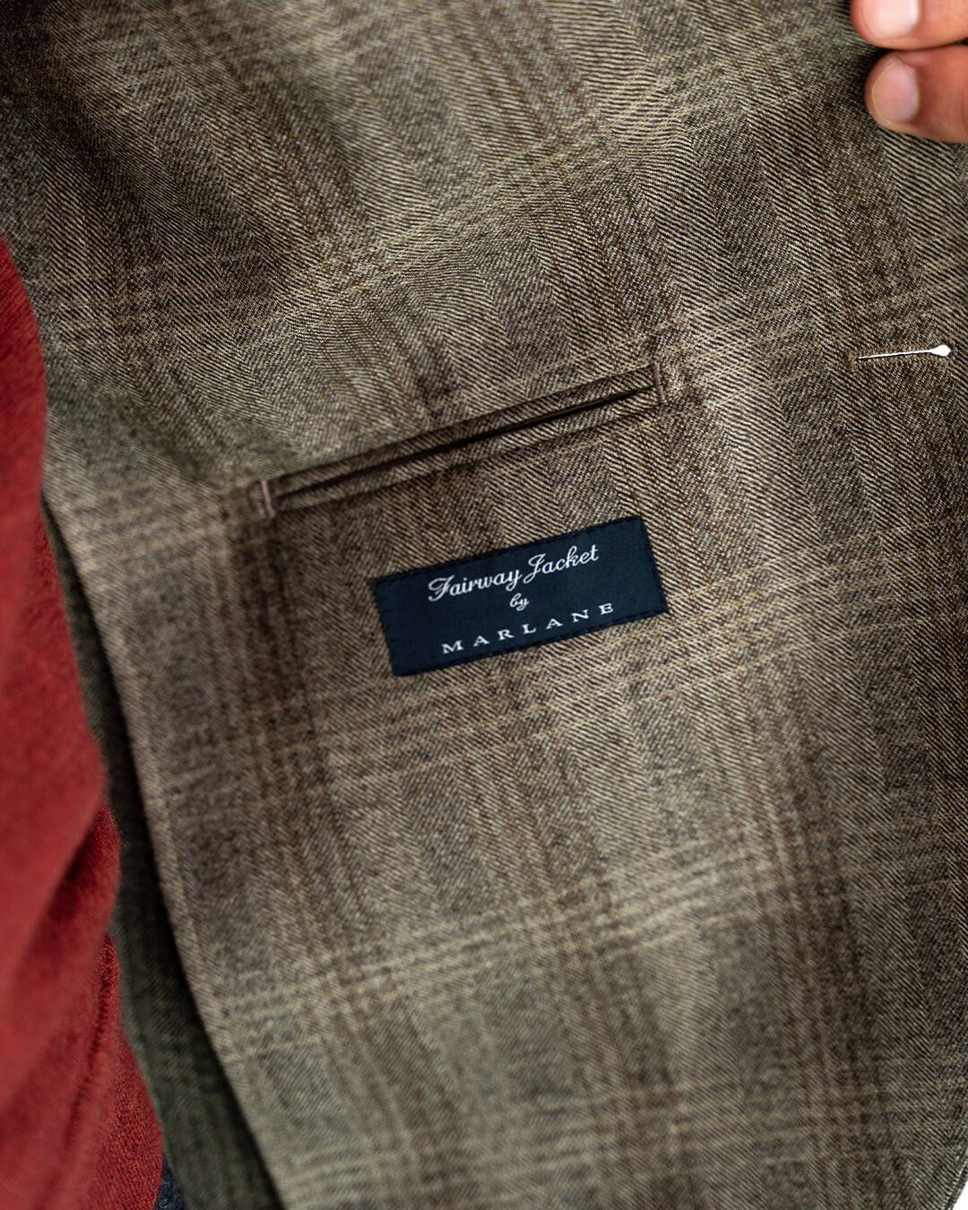 Beige Italian Merino Wool Herringbone Check Jacket