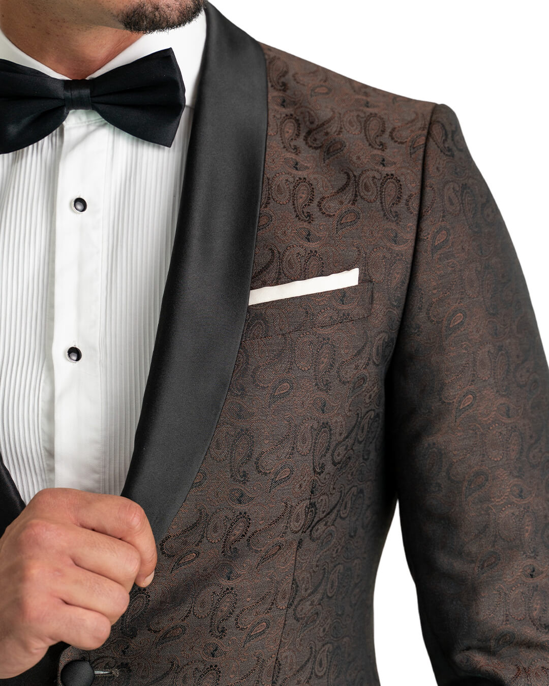 Rust Paisley Jacquard Evening Jacket