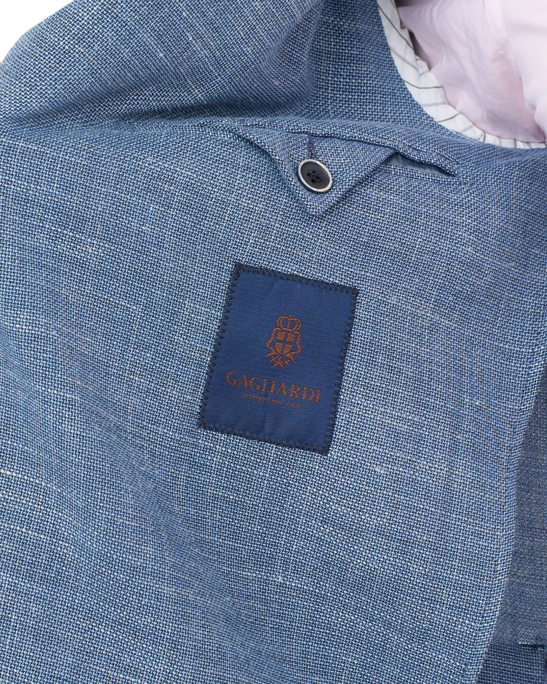 Blue Basketweave Wool Linen Blend Jacket