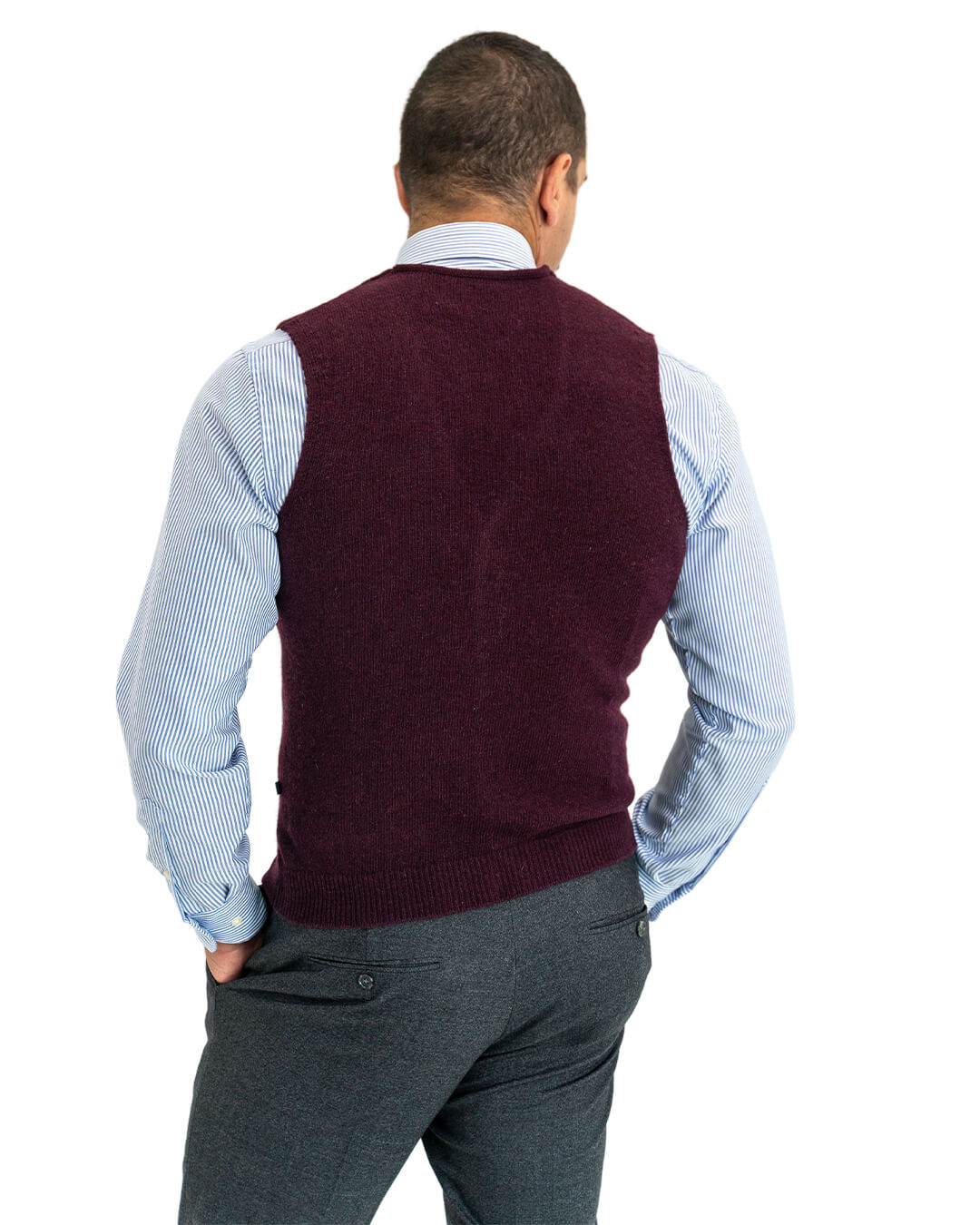 Burgundy Reclaimed Lambswool Knitted Waistcoat