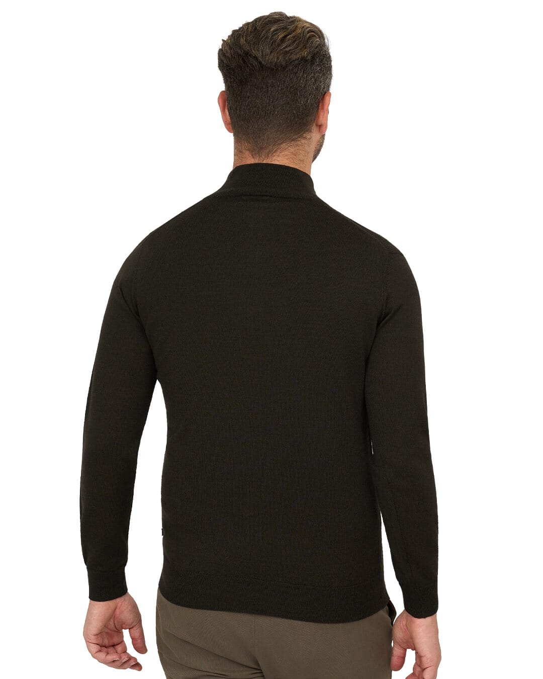 Gagliardi Brown Jumper Zip Neck Merino Blend Textured Front