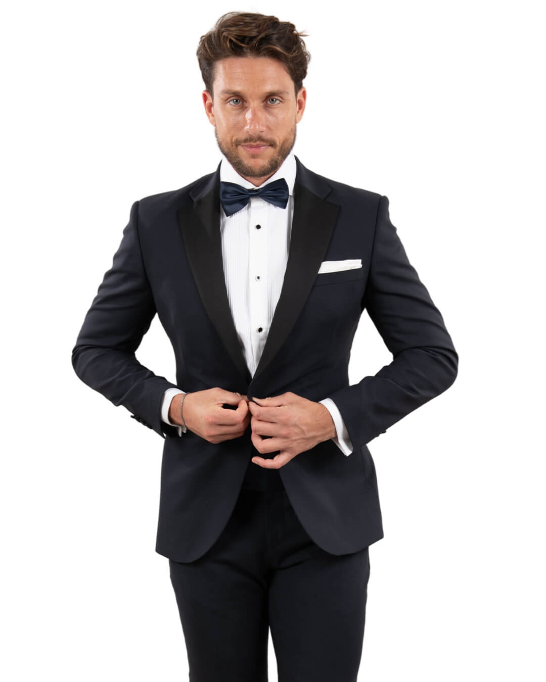 Navy Shawl Collar Tuxedo Jacket