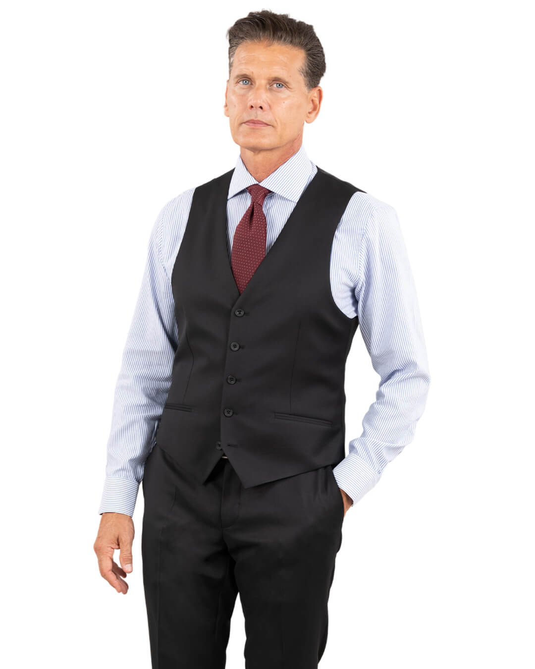 Black Plain Twill Waistcoat