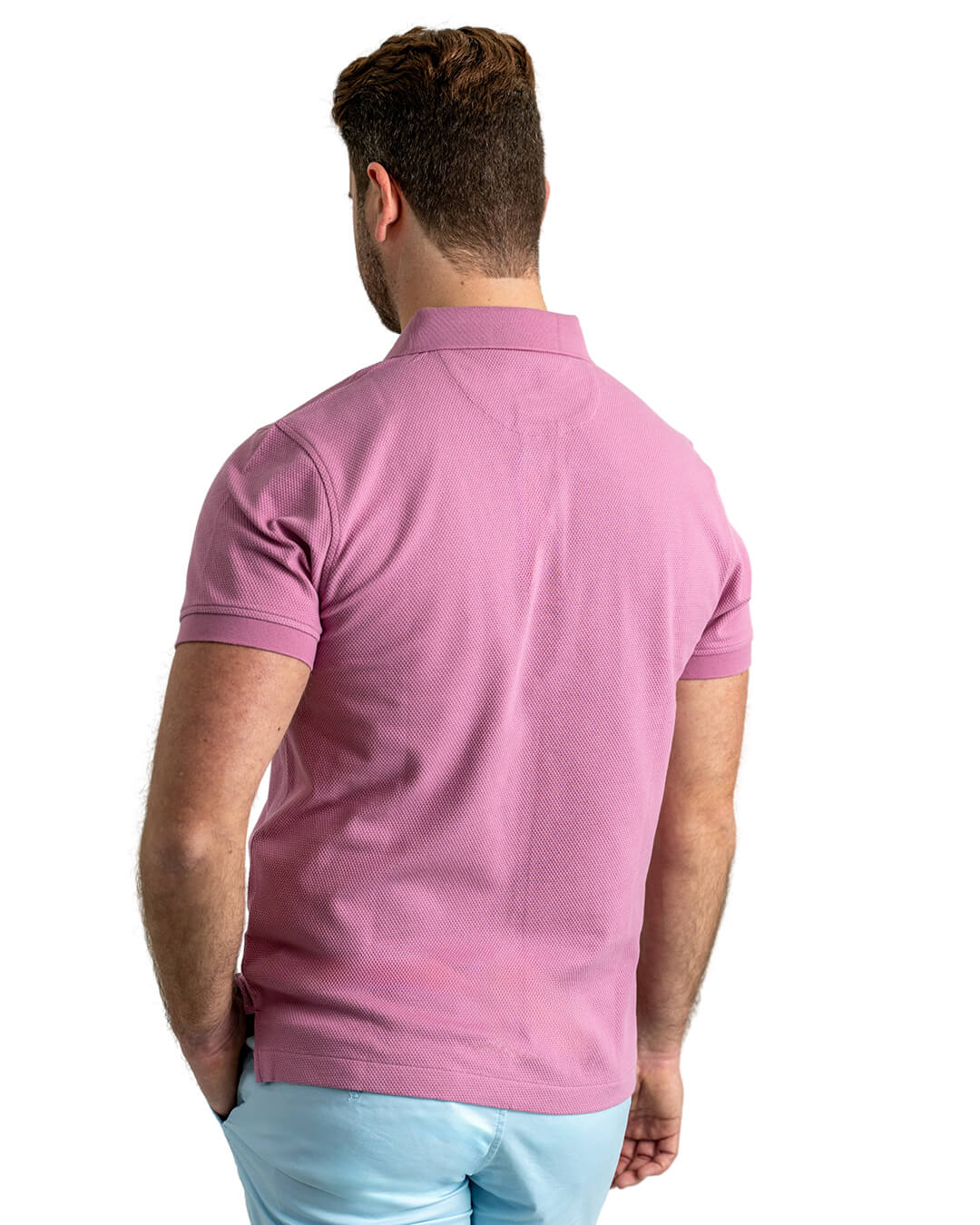 Pink Popcorn Texture Polo Shirt