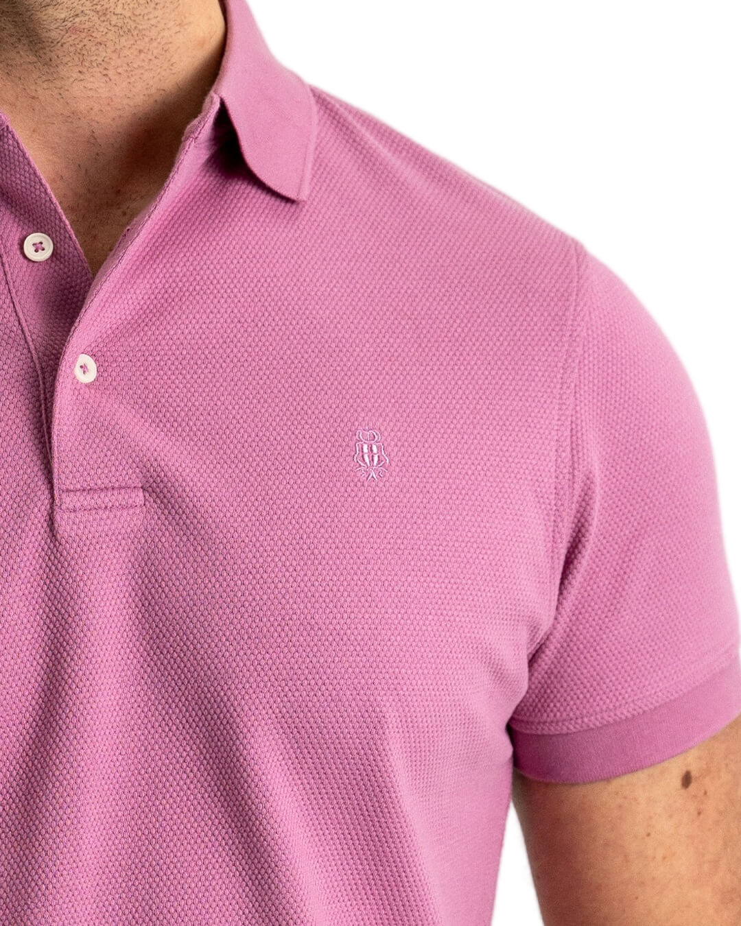 Pink Popcorn Texture Polo Shirt