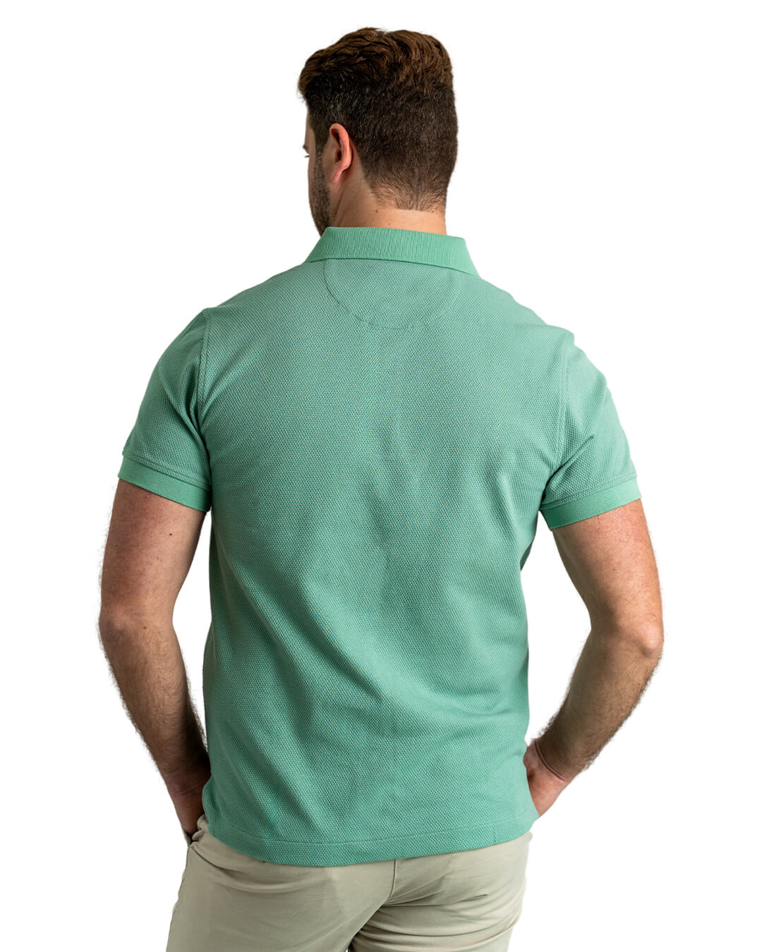 Teal Popcorn Texture Polo Shirt