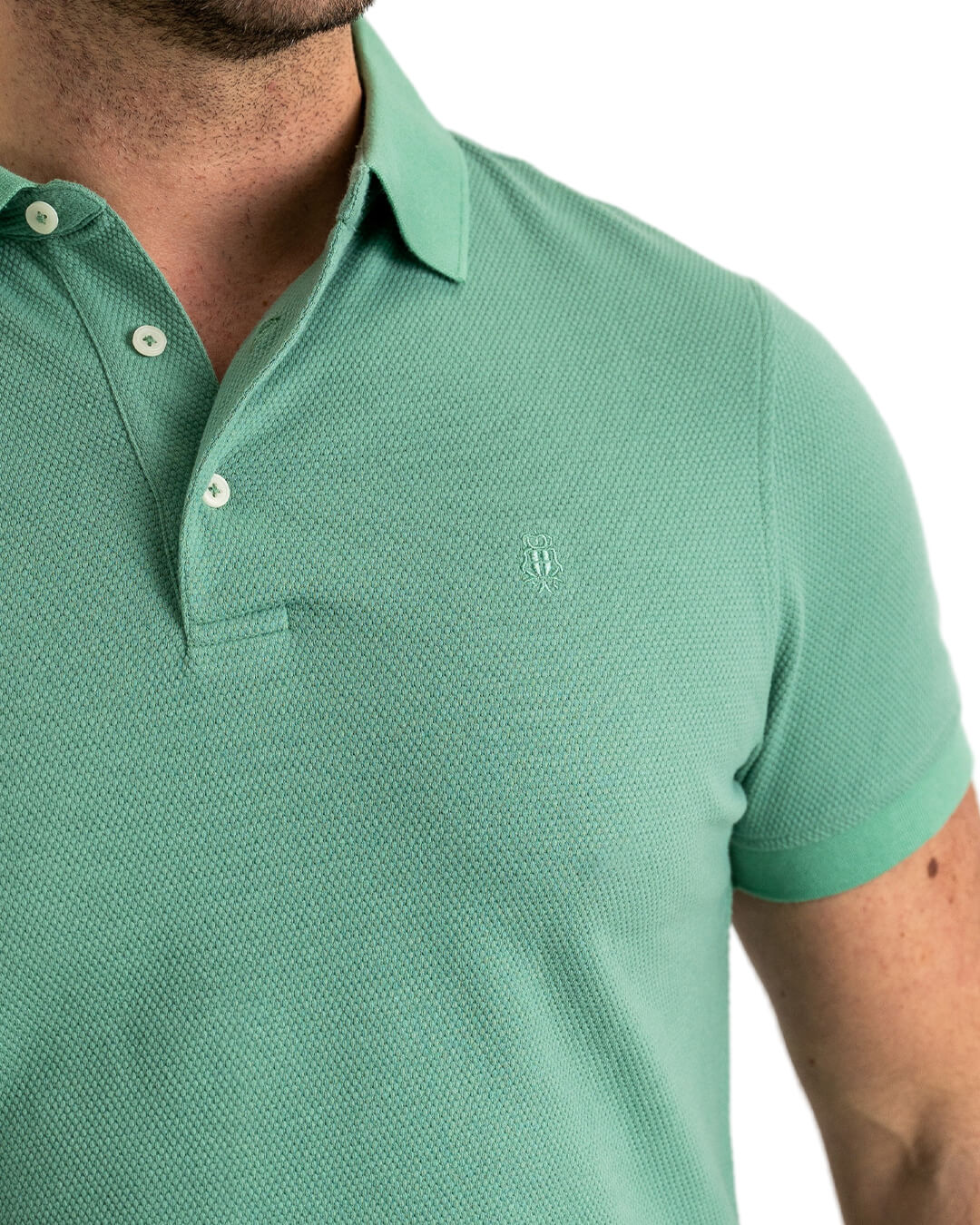 Teal Popcorn Texture Polo Shirt