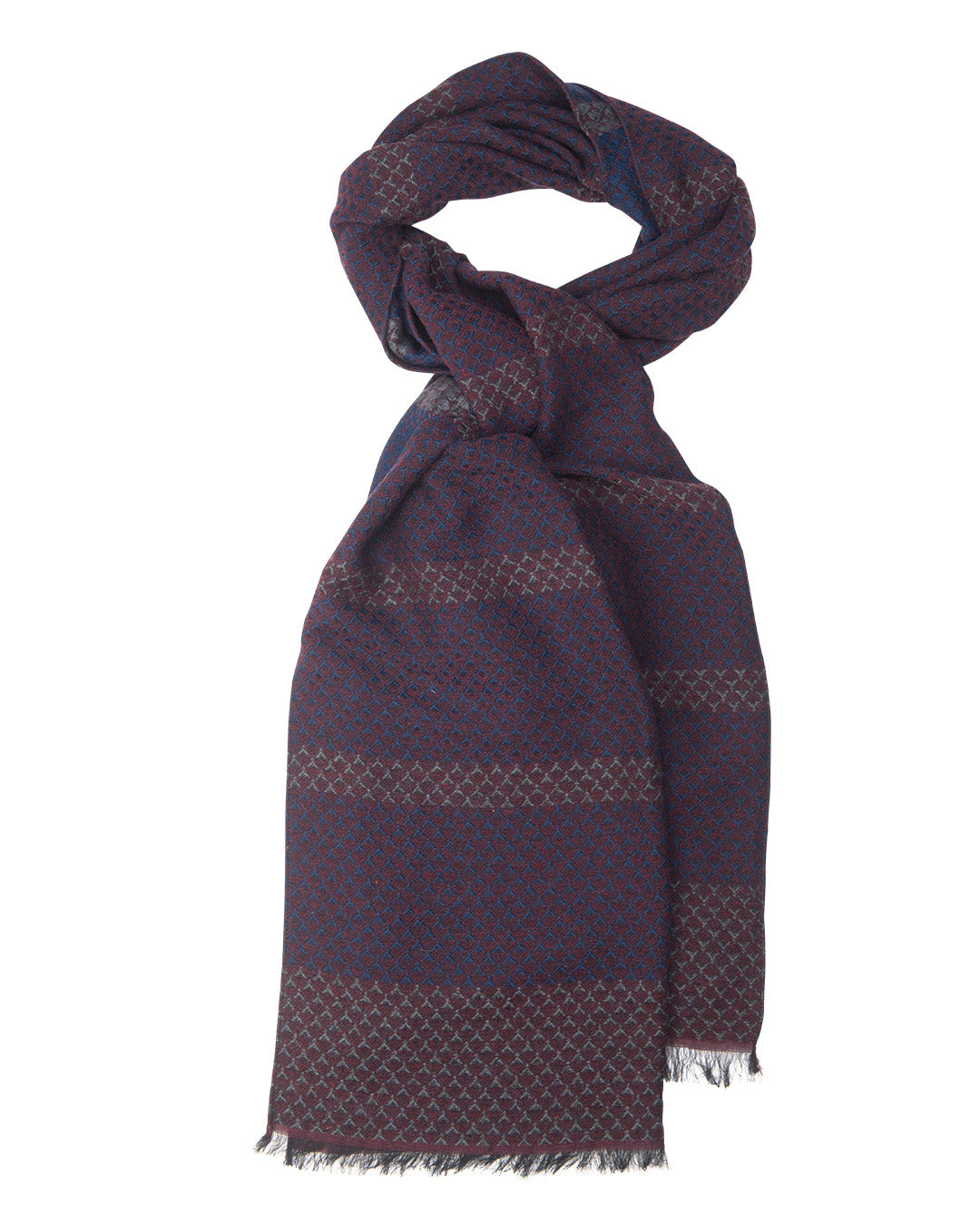 Burgundy Arrowhead Pattern Italian Wool & Modal Blend Scarf