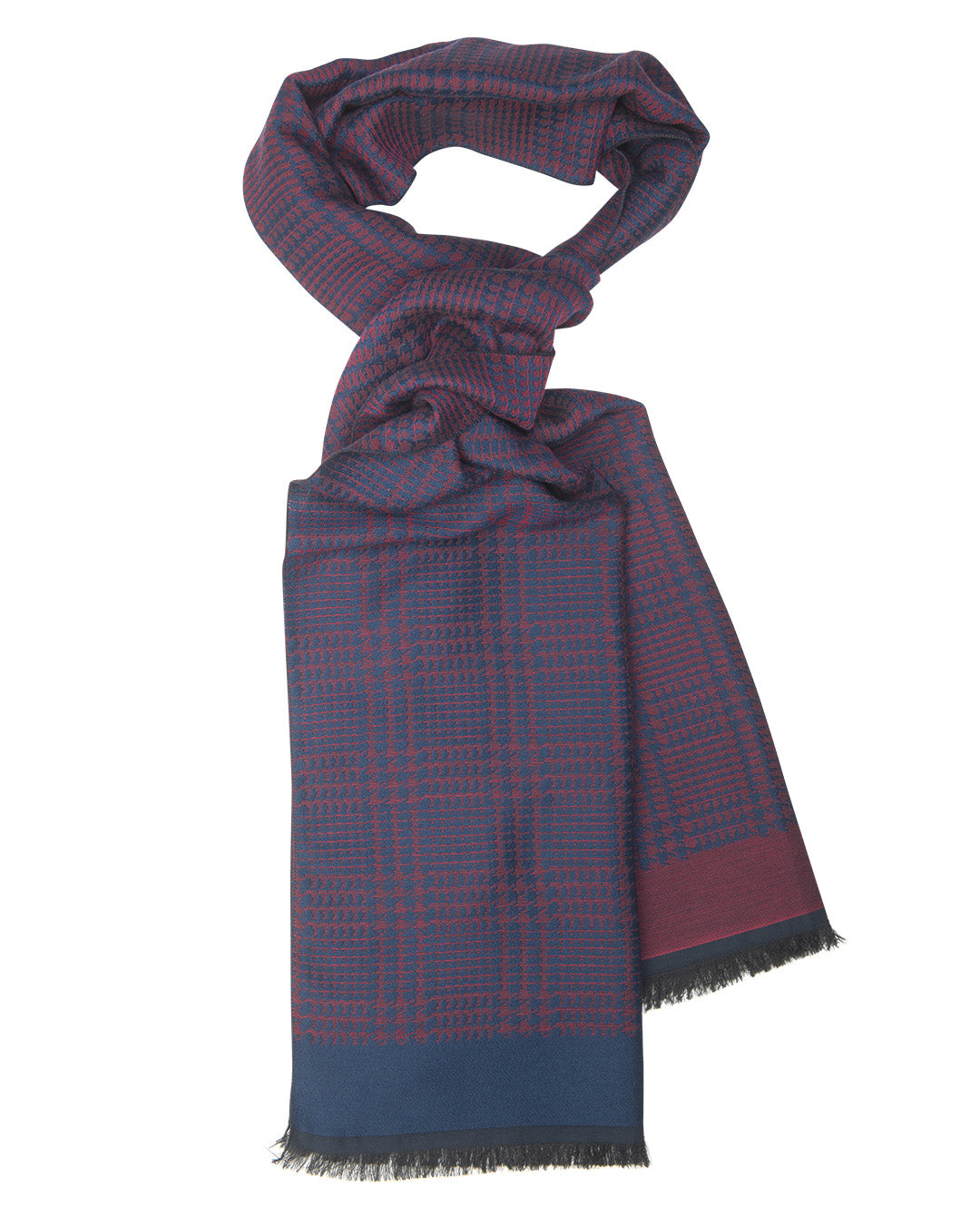 Red Houndstooth Italian Mohair & Cotton Blend Scarf