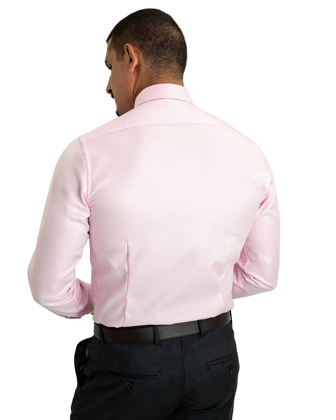 Pink Twill Cutaway Collar Single Cuffed Slim-Fit Non-Iron Shirt