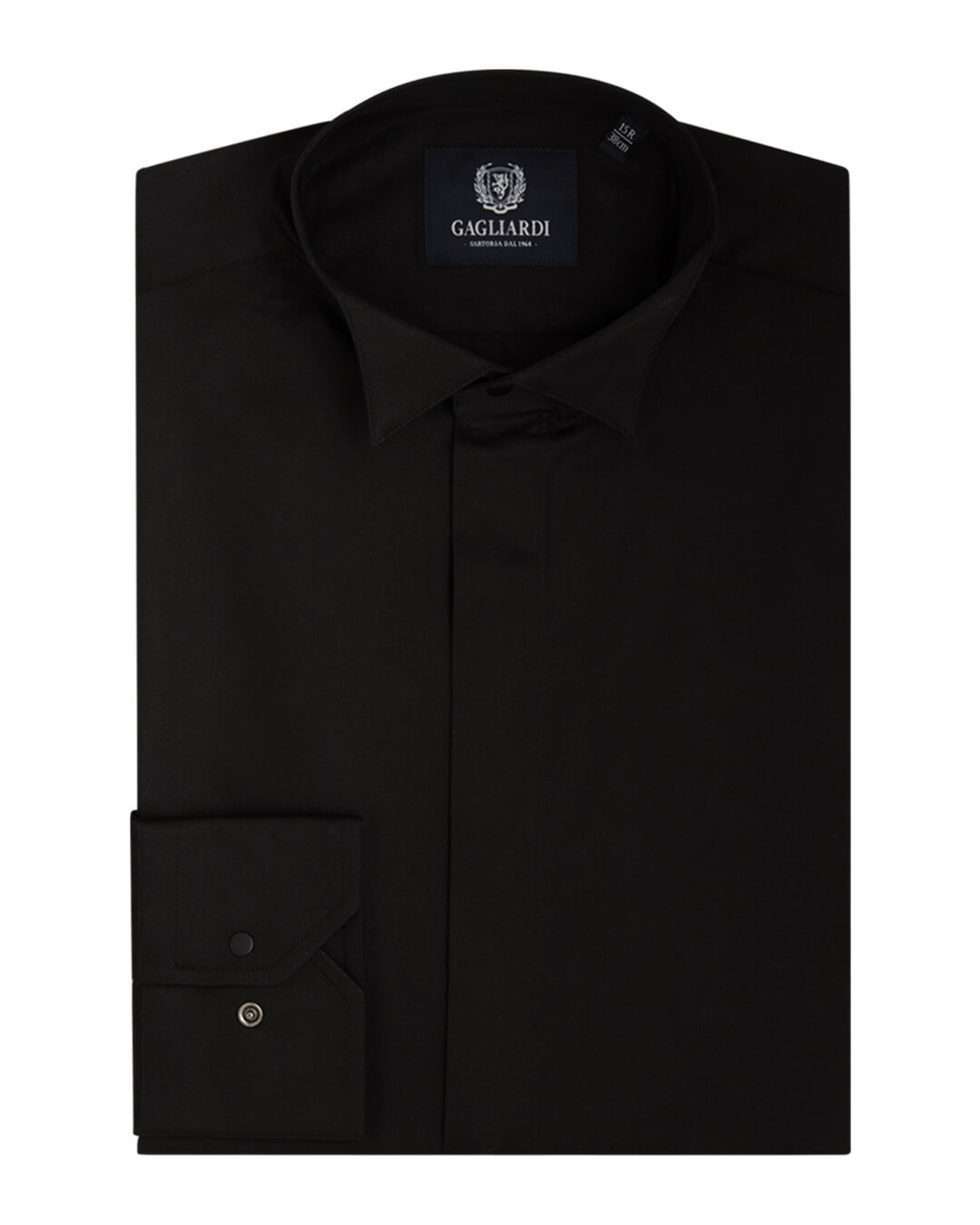 Black Mercerised Plain Slim Fit Traditional Wing Collar Evening Shirt