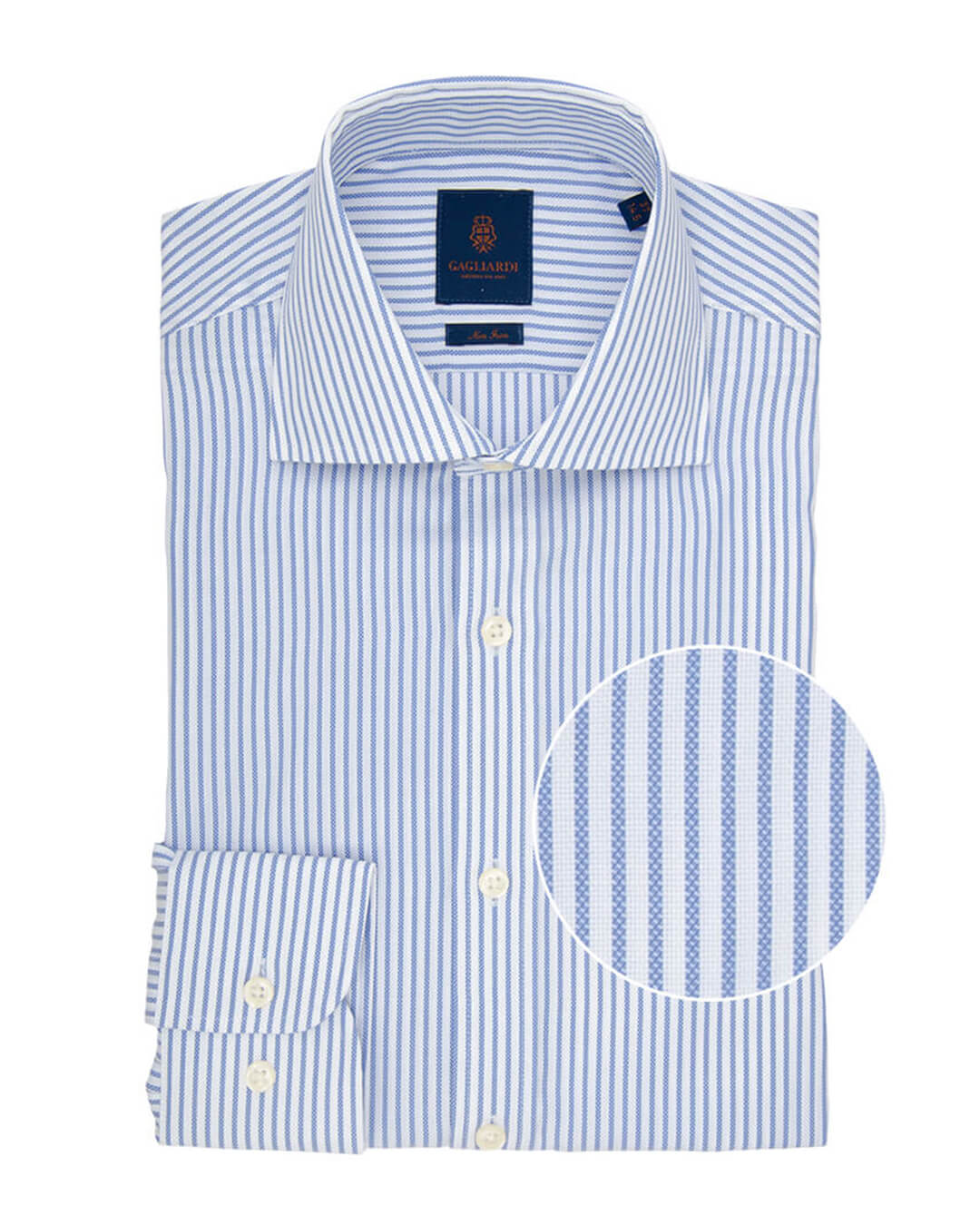 Slim Fit Blue Bengal Stripe Non Iron Oxford Cotton Shirt