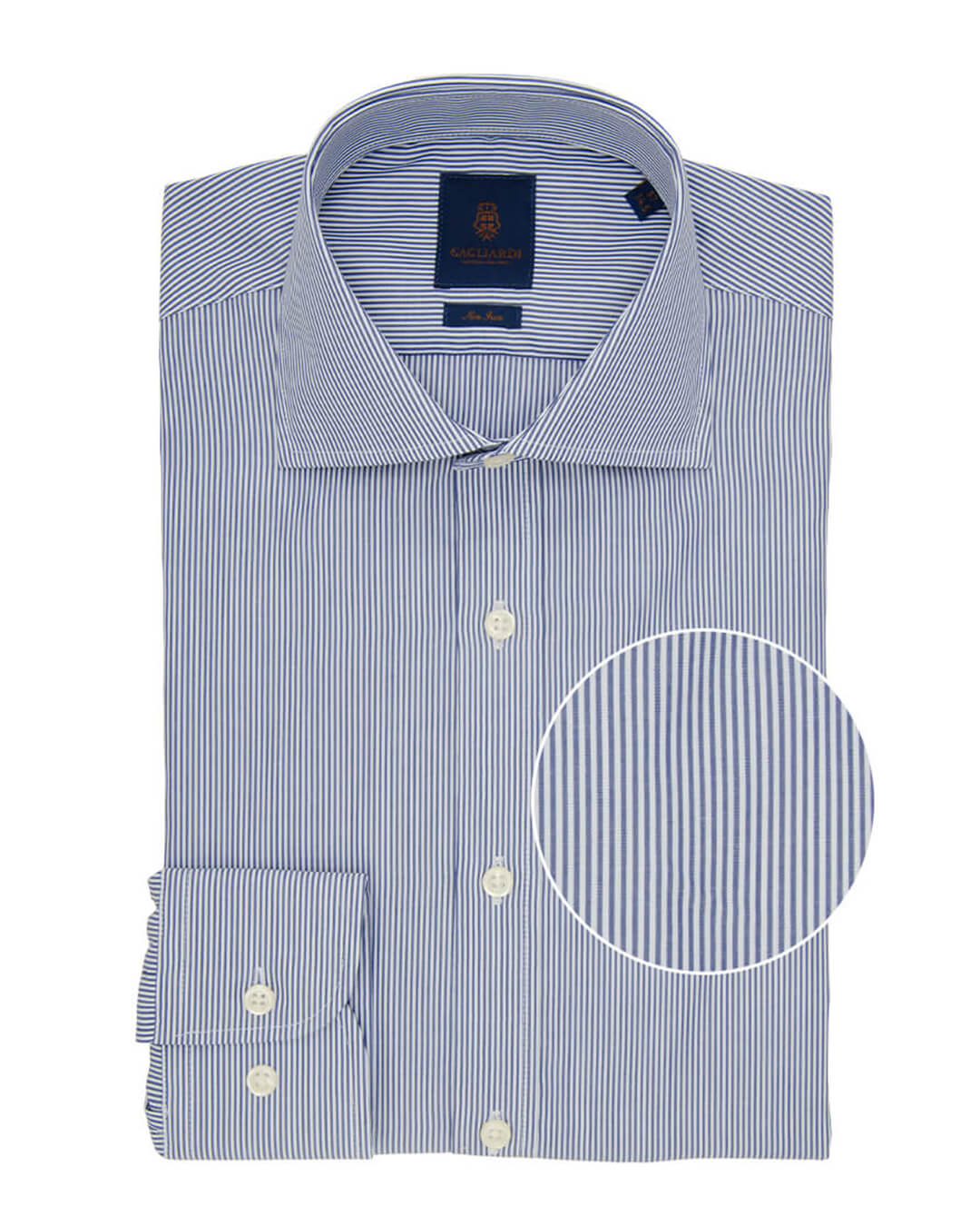 Slim Fit Navy Pencil Stripe Poplin Cotton Non Iron Shirt