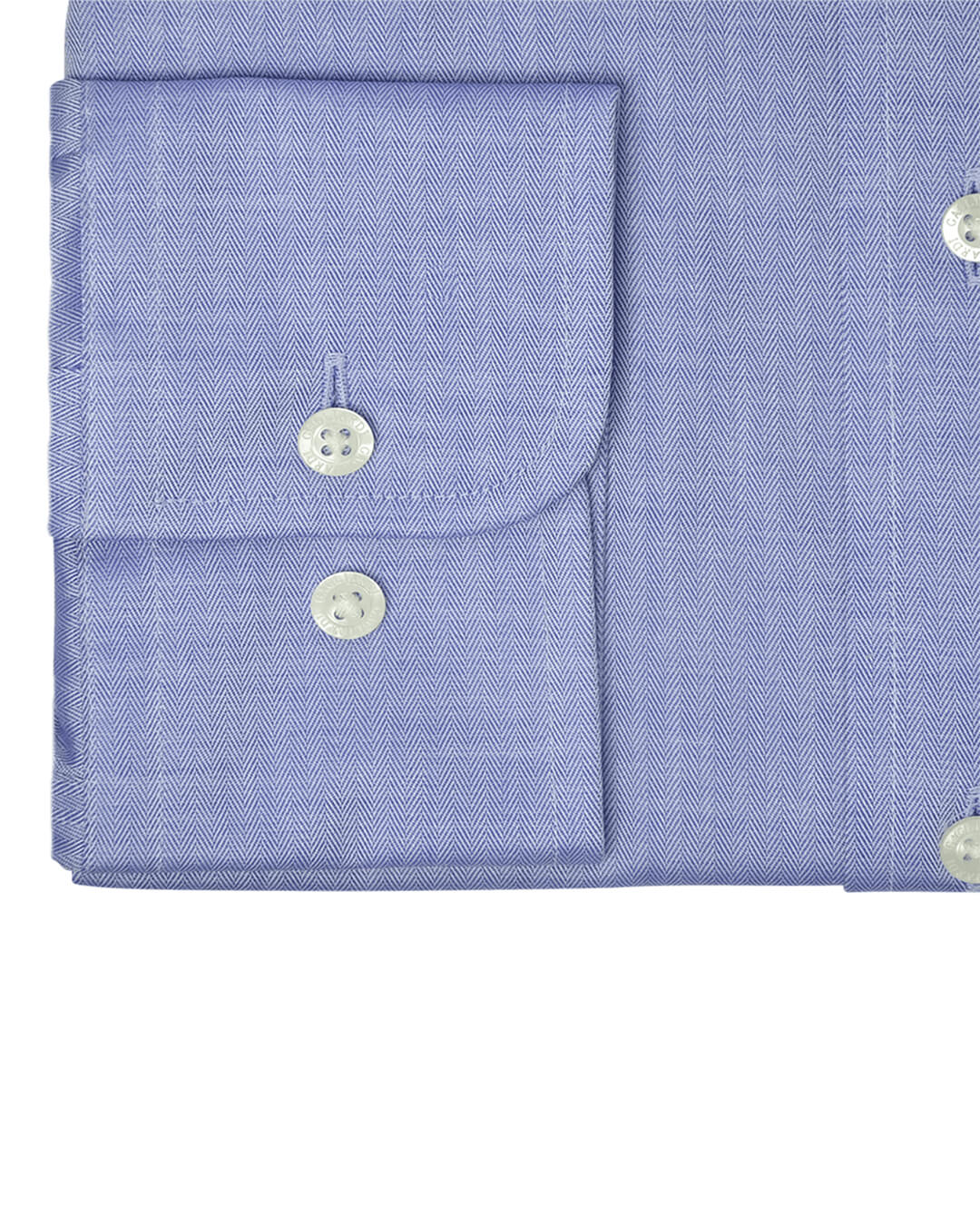 Blue Herringbone Cutaway Collar Single Cuffed Slim-Fit Non-Iron Shirt