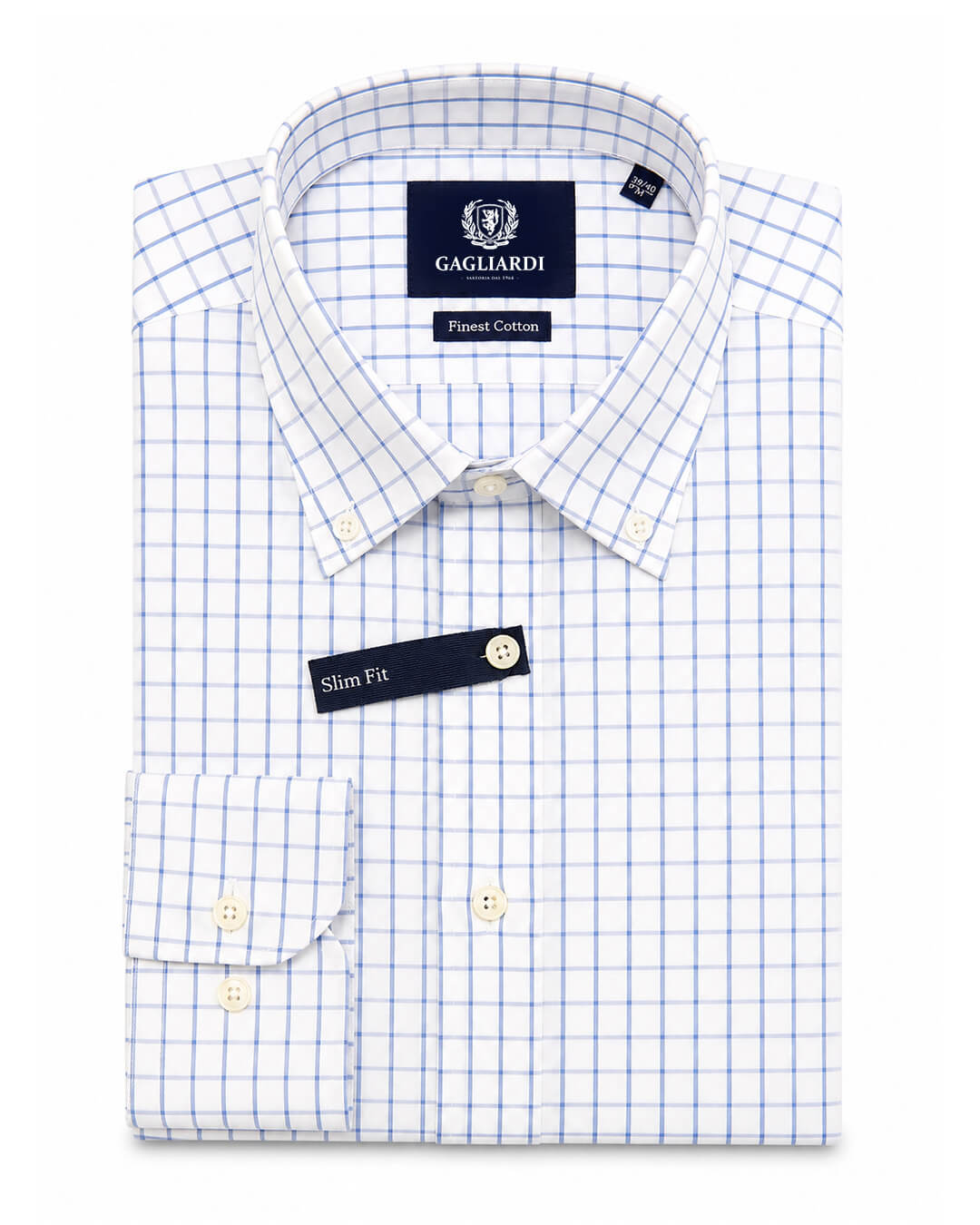 Mid Blue Windowpane Check Shirt