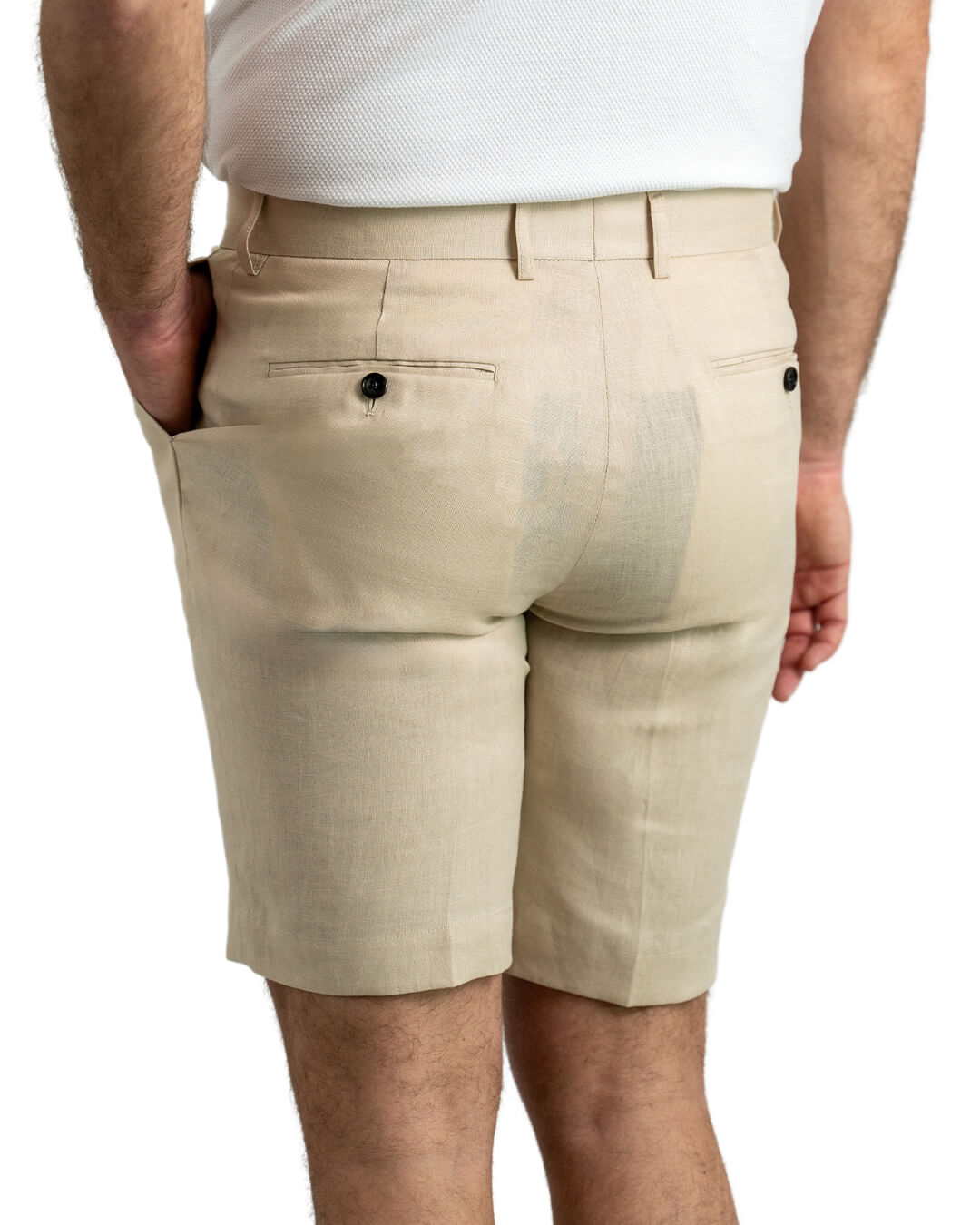 Beige Tailored Linen Shorts