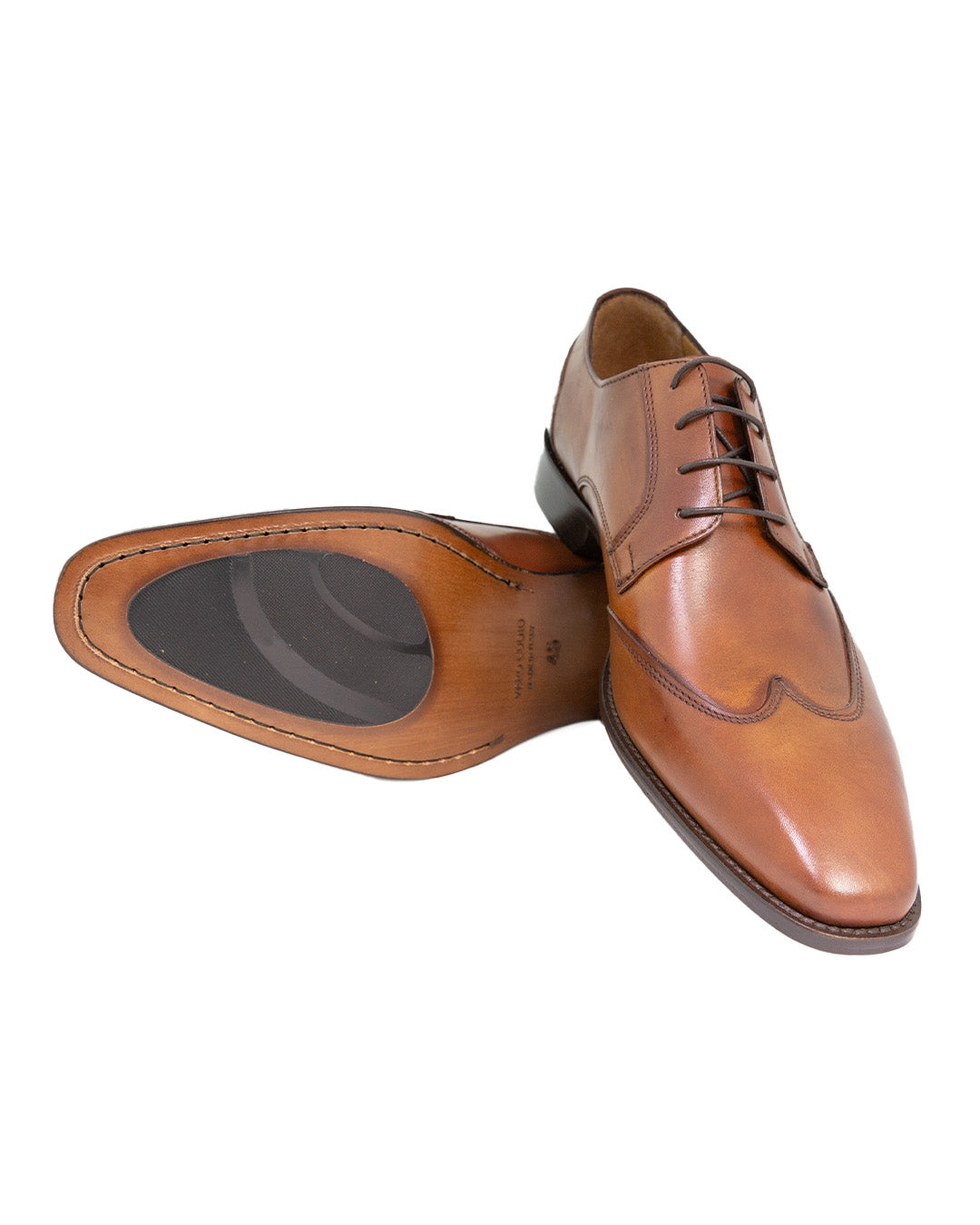 Tan Made in Italy Wing Tip Oxford Shoes