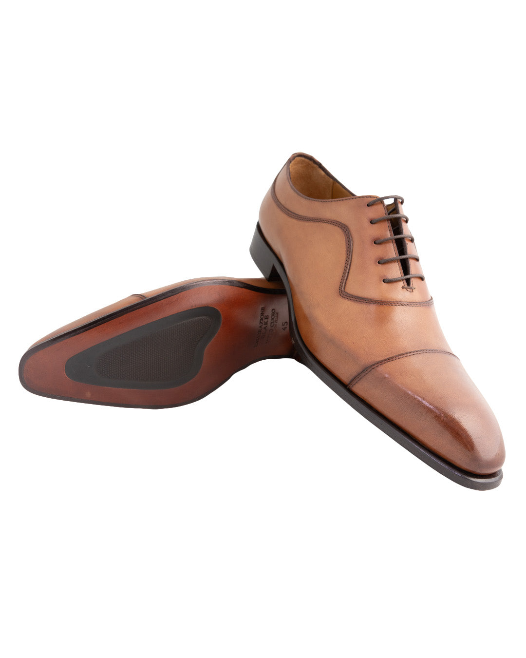 Tan Made in Italy Toe Cap Oxford Shoes