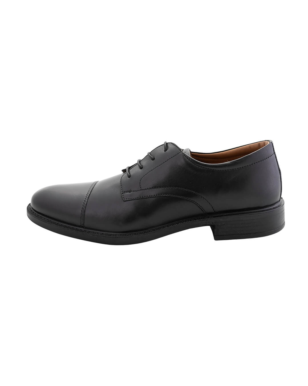 Black Leather Toe Cap Derby Comfort Shoes