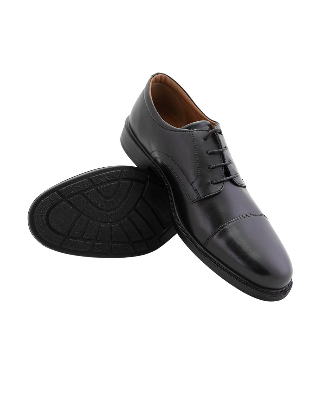Black Leather Toe Cap Derby Comfort Shoes