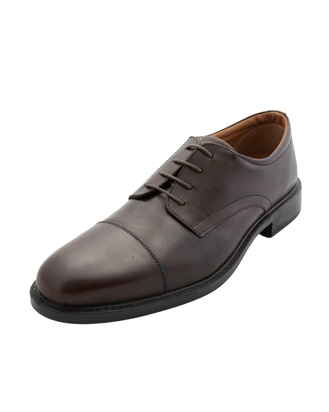 Brown Leather Toe Cap Derby Comfort Shoes