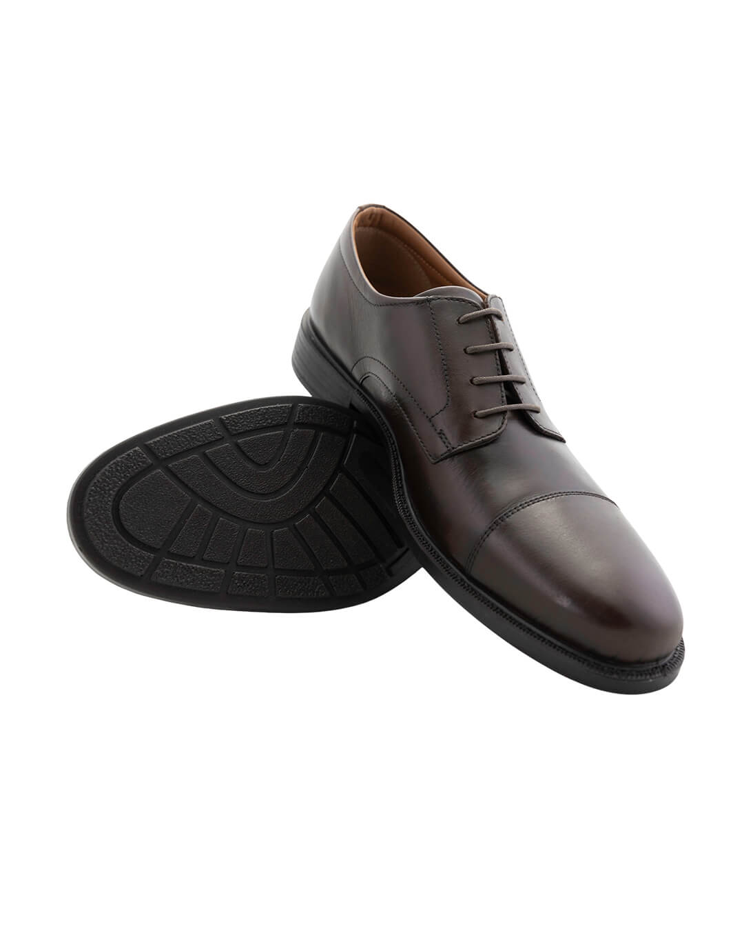 Brown Leather Toe Cap Derby Comfort Shoes