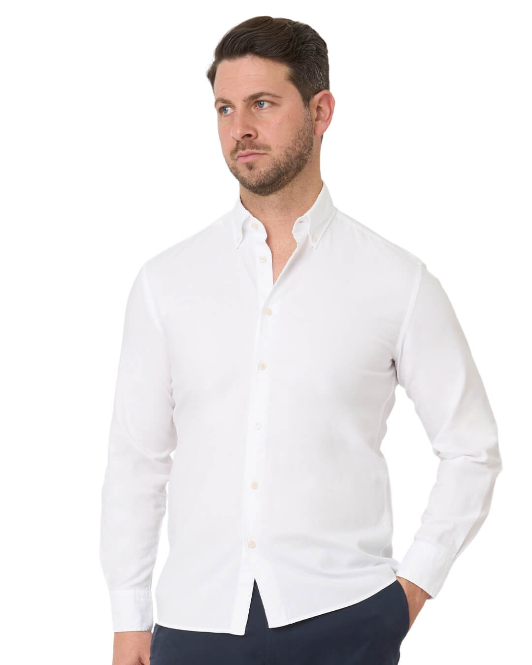 White Garment Dyed Oxford Button Down Shirt