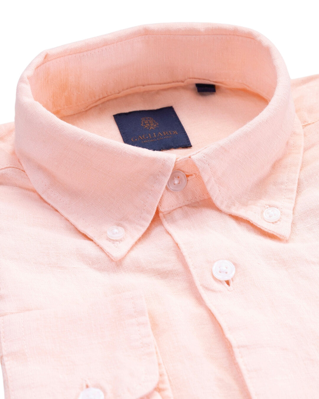 Apricot Garment Dyed Linen Button Down Shirt