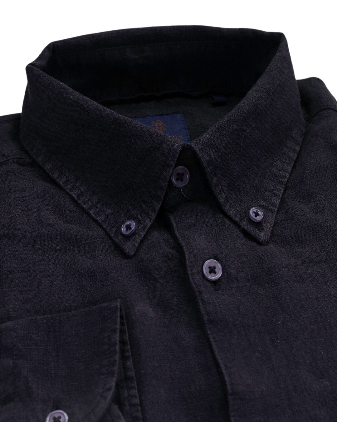 Black Garment Dyed Linen Button Down Shirt