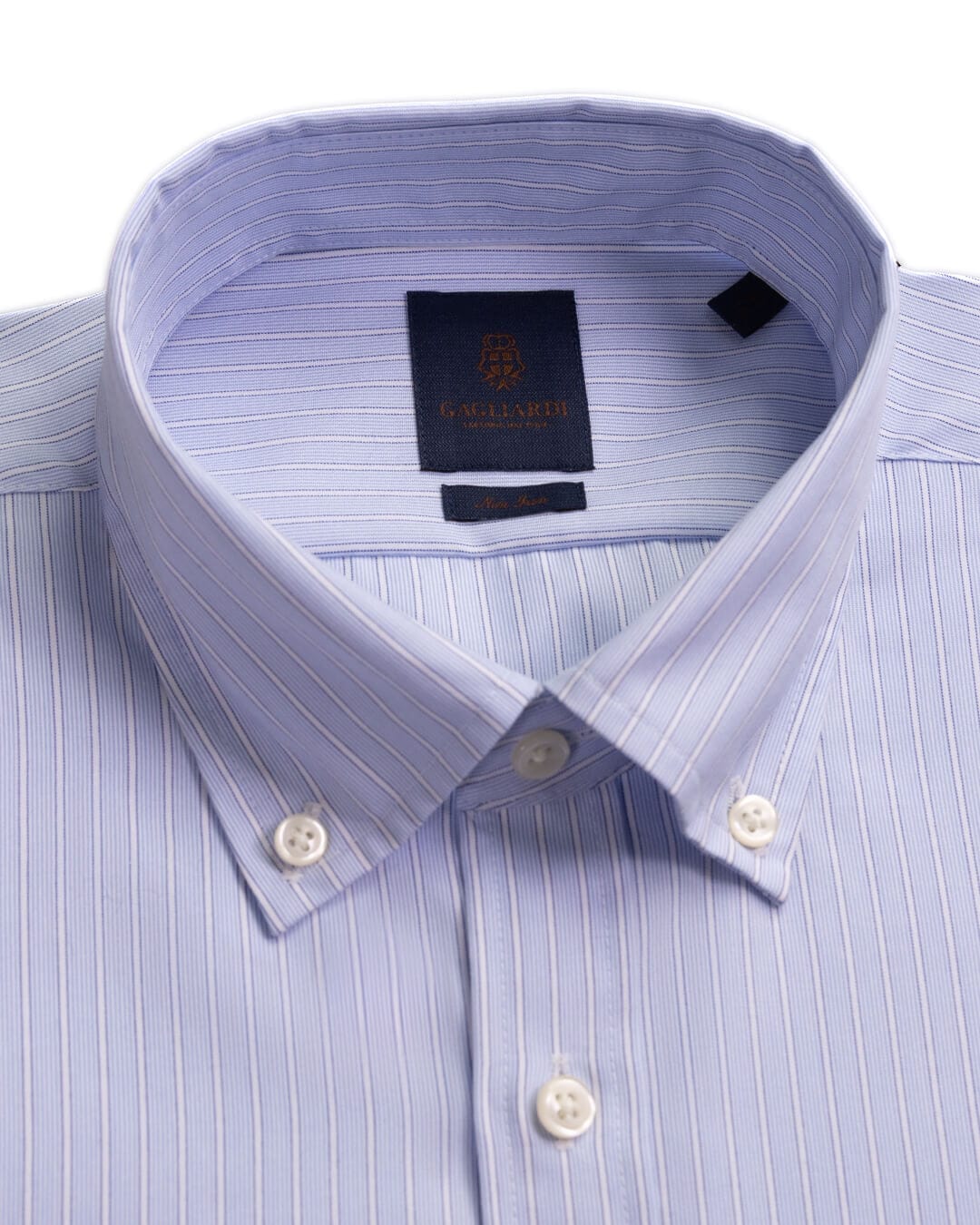 Gagliardi Blue Hairline & White Stripe Non Iron Button Down Shirt