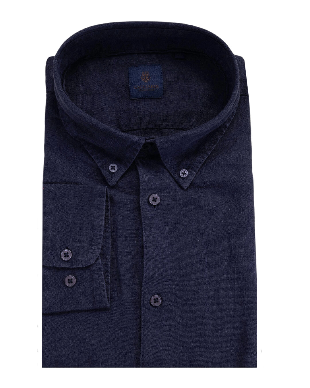 Navy Garment Dyed Linen Button Down Shirt