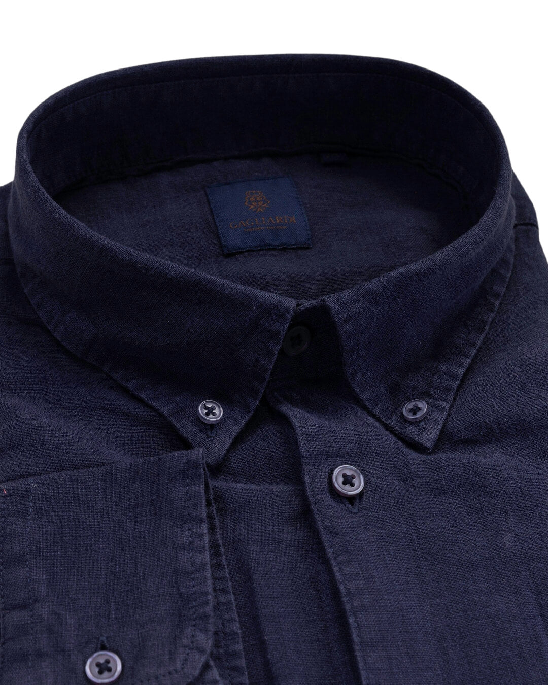 Navy Garment Dyed Linen Button Down Shirt