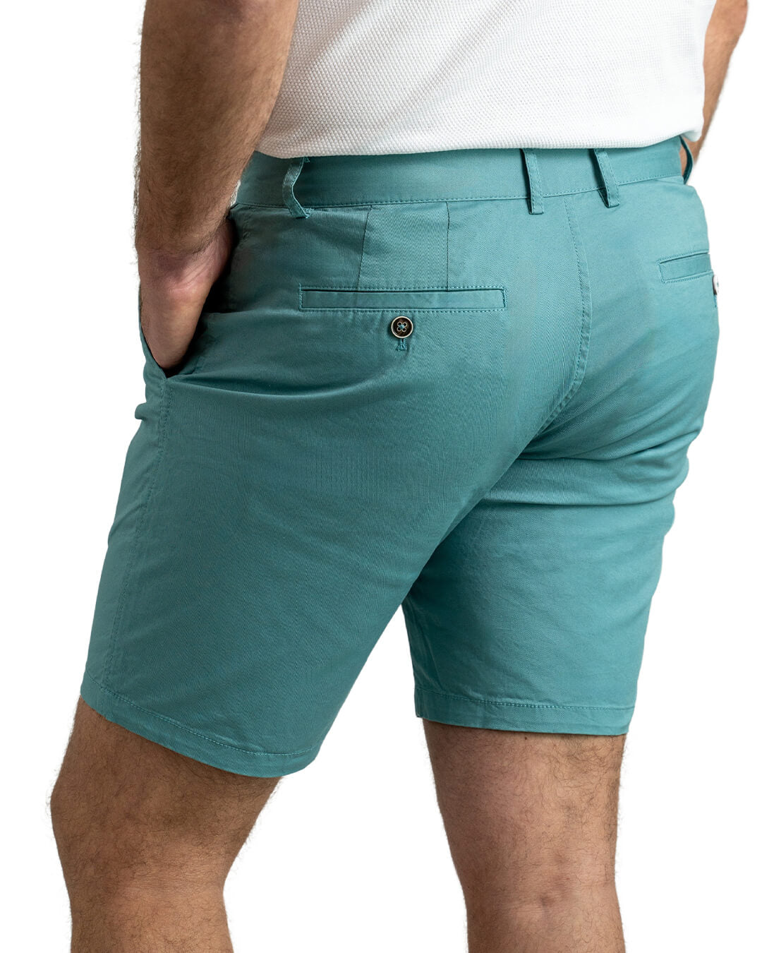 Green Twill Stretch Cotton Shorts