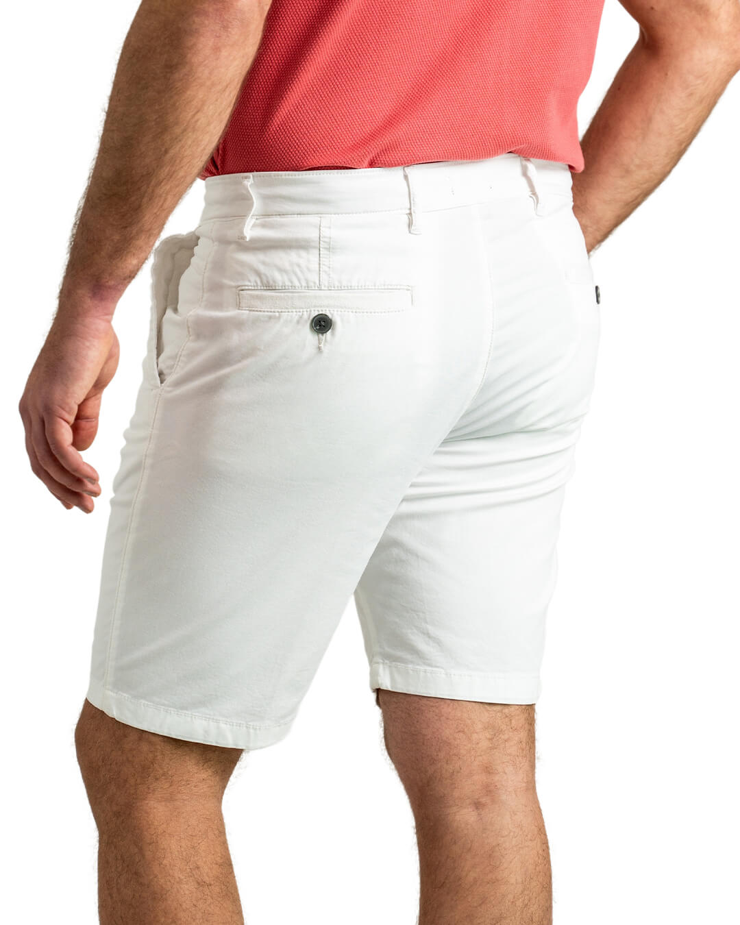 White Garment Dyed Stretch Cotton Shorts