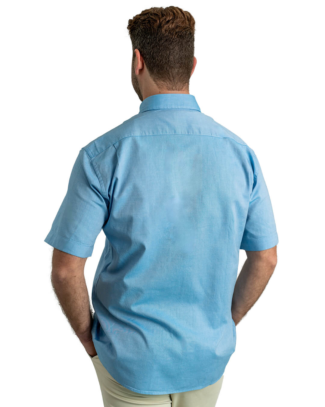 Blue Cotton Oxford Short Sleeve Shirt