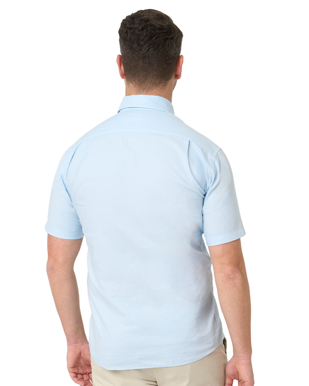 Sky Garment Dyed Oxford Short Sleeve Button Down Shirt