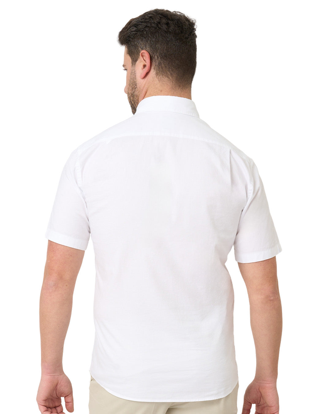 White Garment Dyed Oxford Short Sleeve Button Down Shirt