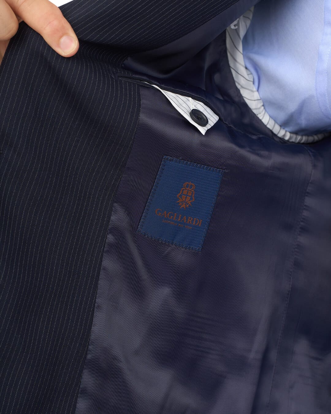 Gagliardi Navy Suit Fine Stripe