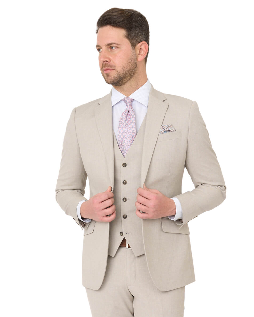 Stone Sharkskin Machine Washable Suit