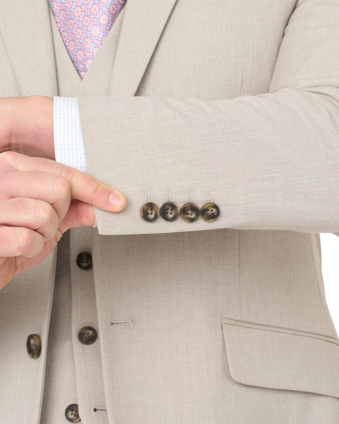 Stone Sharkskin Machine Washable Suit