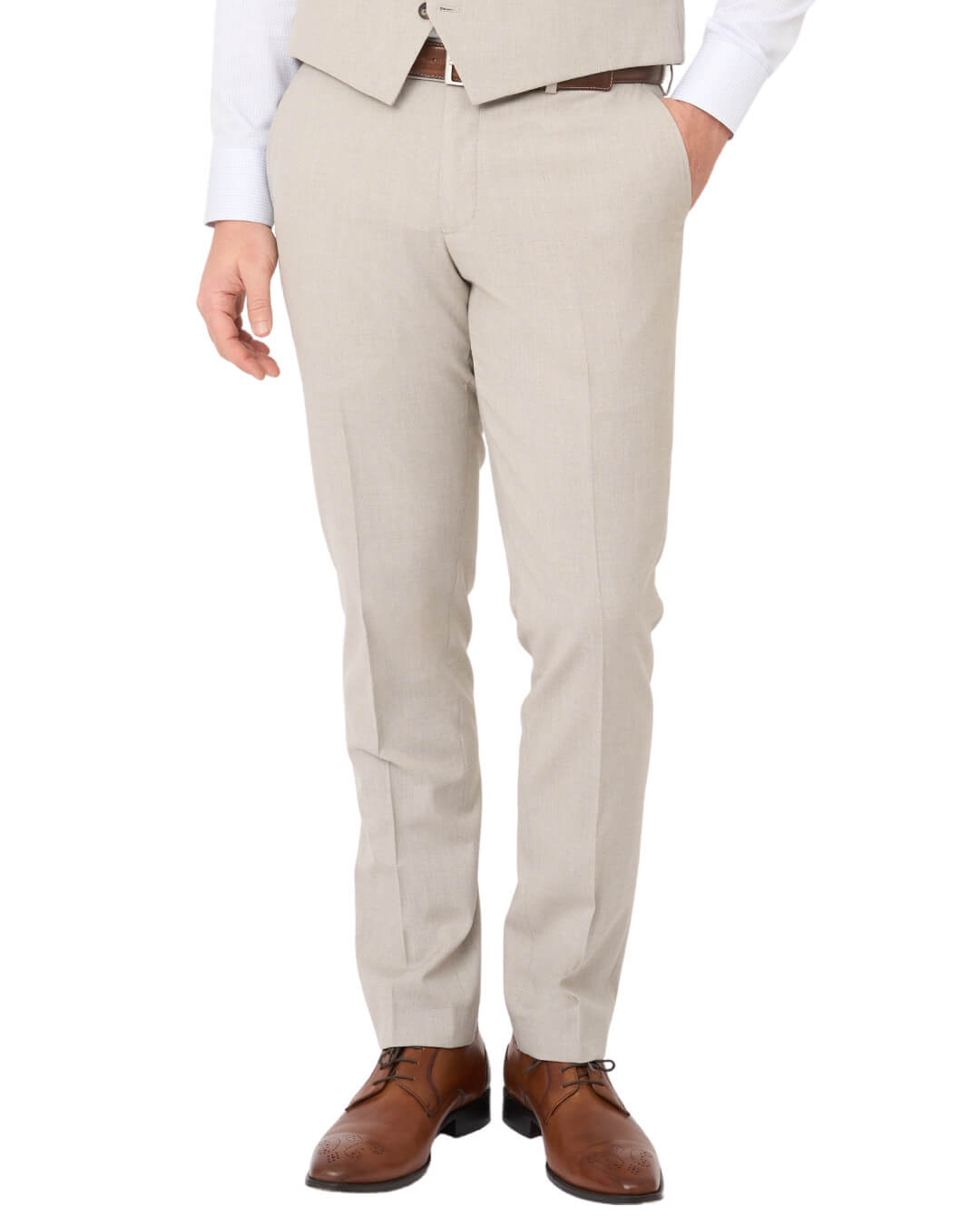 Stone Sharkskin Machine Washable Suit