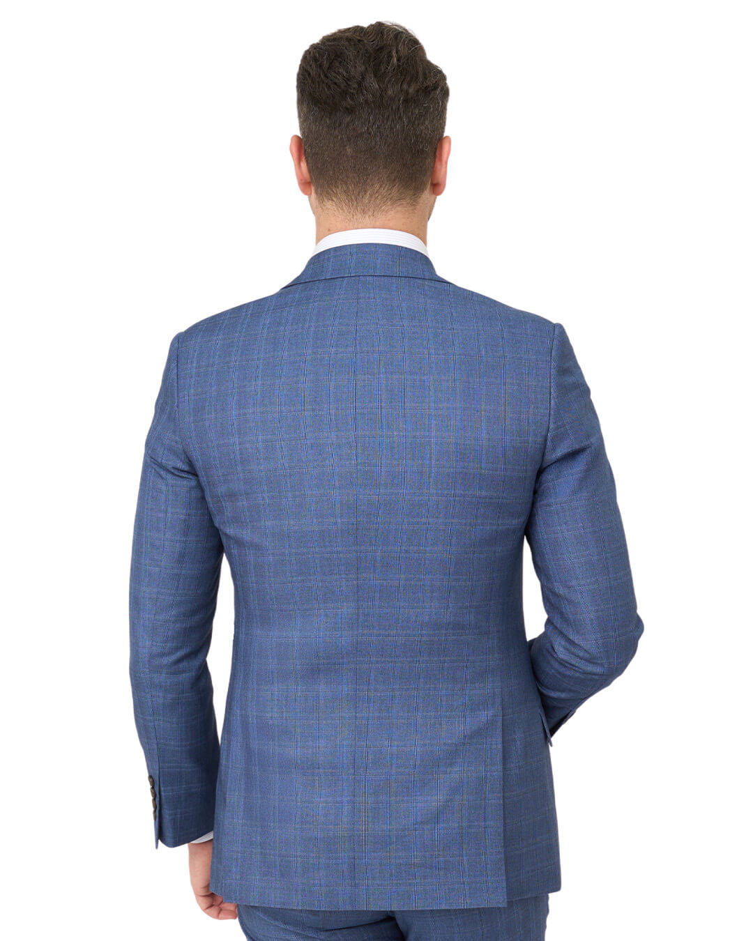 Blue Sharkskin Check Machine Washable Suit