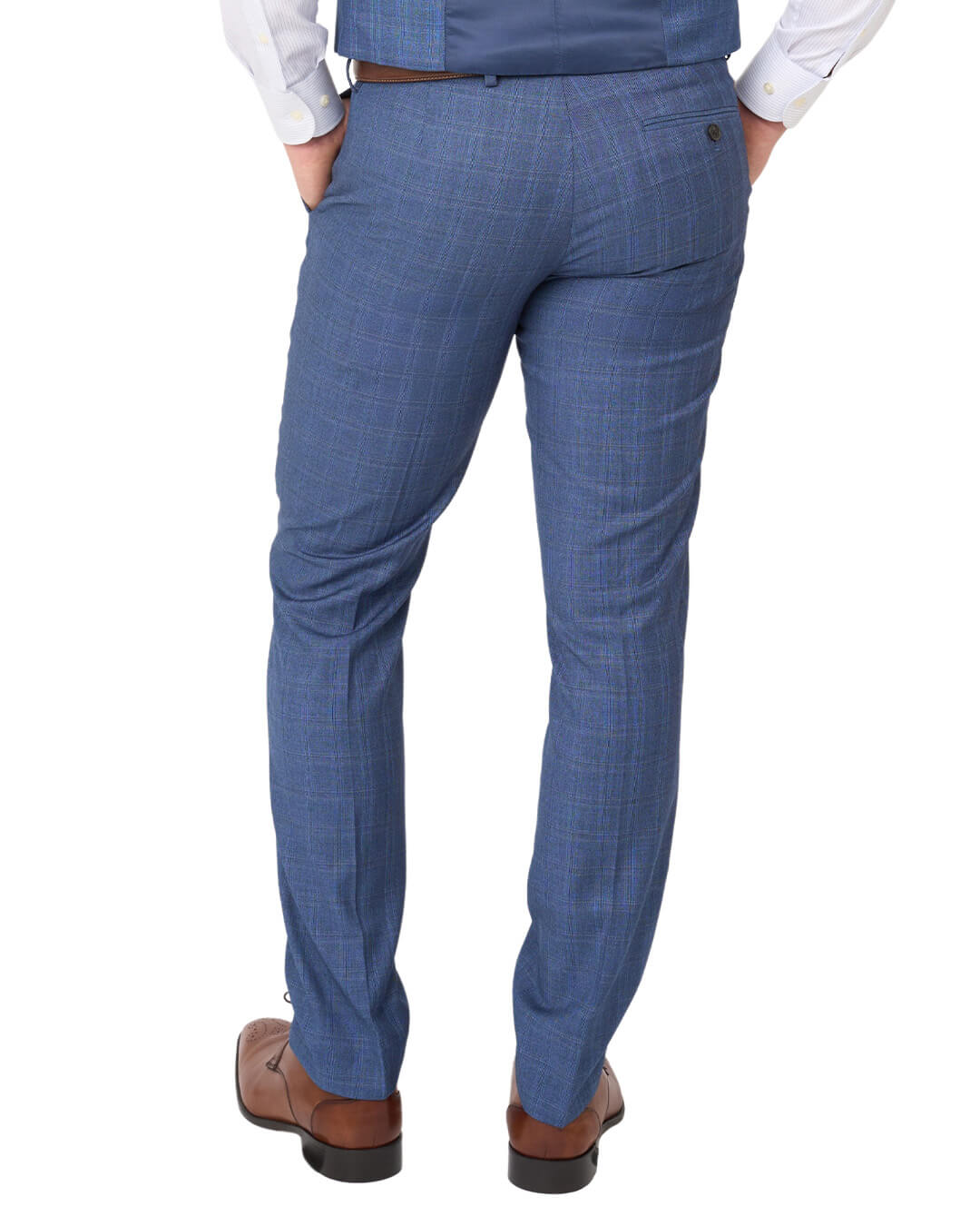 Blue Sharkskin Check Machine Washable Suit