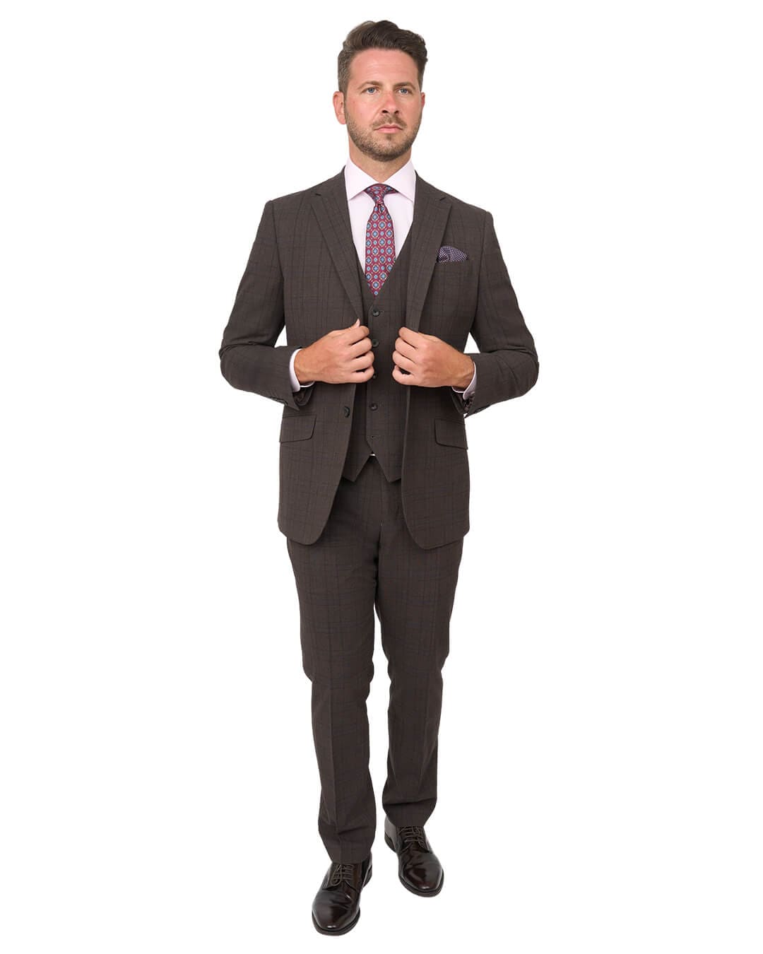 Gagliardi Brown Check Machine Washable Suit