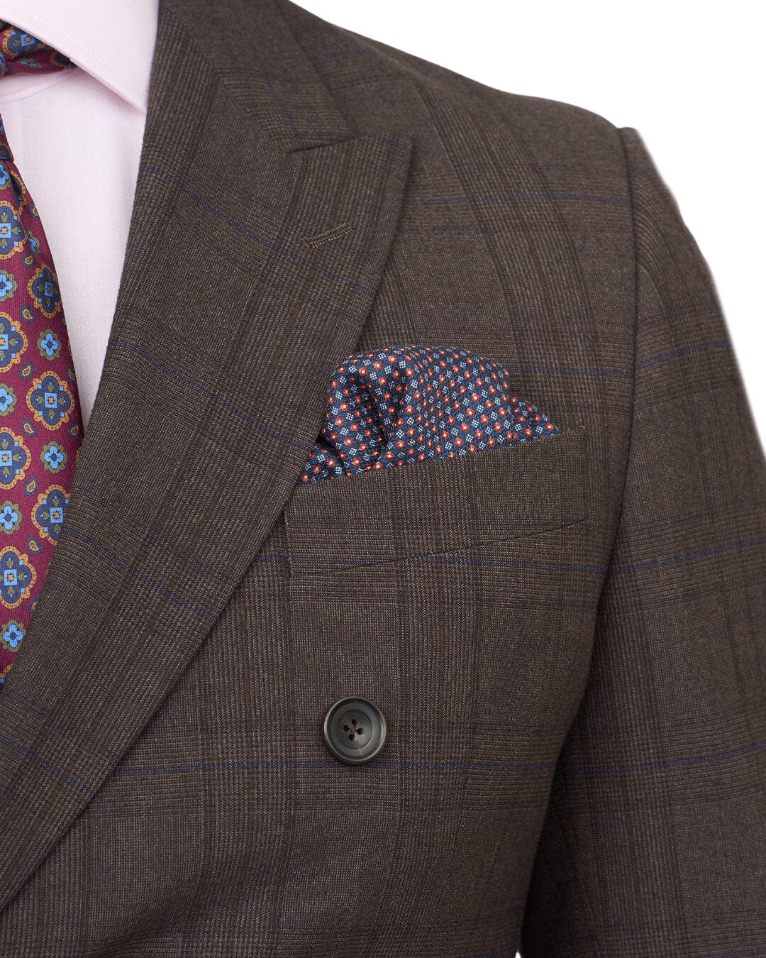 Gagliardi Brown Check Double Breasted Machine Washable Suit