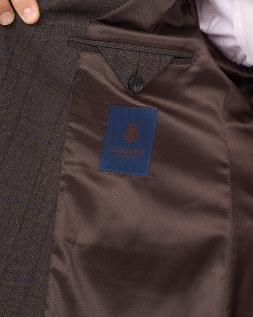 Gagliardi Brown Check Double Breasted Machine Washable Suit