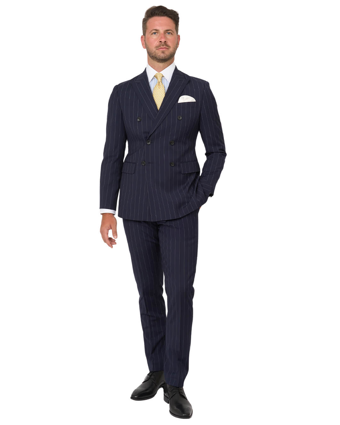Gagliardi Navy Stripe Double Breasted Machine Washable Suit