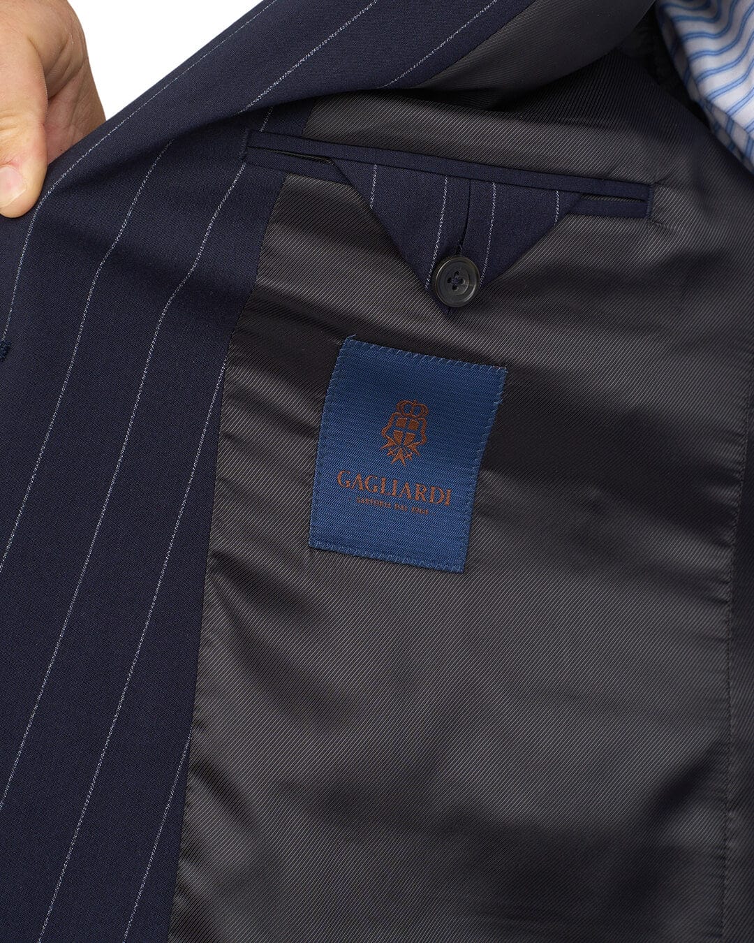 Gagliardi Navy Stripe Double Breasted Machine Washable Suit