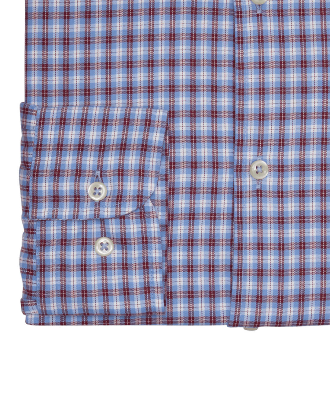 Sky With Raspberry & White Overcheck Checked Tailored Fit Buttondown Collar Shirt